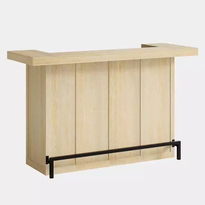 70.9-Inch Modern 4-Tier Bar Table Home Bar Cabinet with Glass Holder and Black Footrest