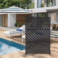 72 inch Rectangle Metal Galvanized Room Divider Freestanding Privacy Screen Garden Fence Outdoor Black