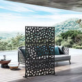 72 inch Galvanized Frame Room Divider Privacy Screen Freestanding Garden Fence Patio Black