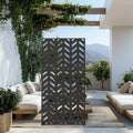 72 inch Rectangle Room Divider Metal Galvanized Frame Privacy Screen Garden Fence Patio Black