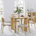 42 Wood Round Dining Table for 4, Farmhouse Modern Kitchen & Dining Room Table