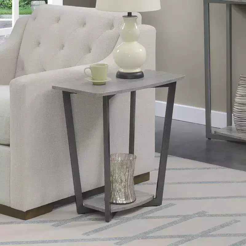 23.75 in.H Gray Color Rectangle Metal Table Top End Table 1 -piece