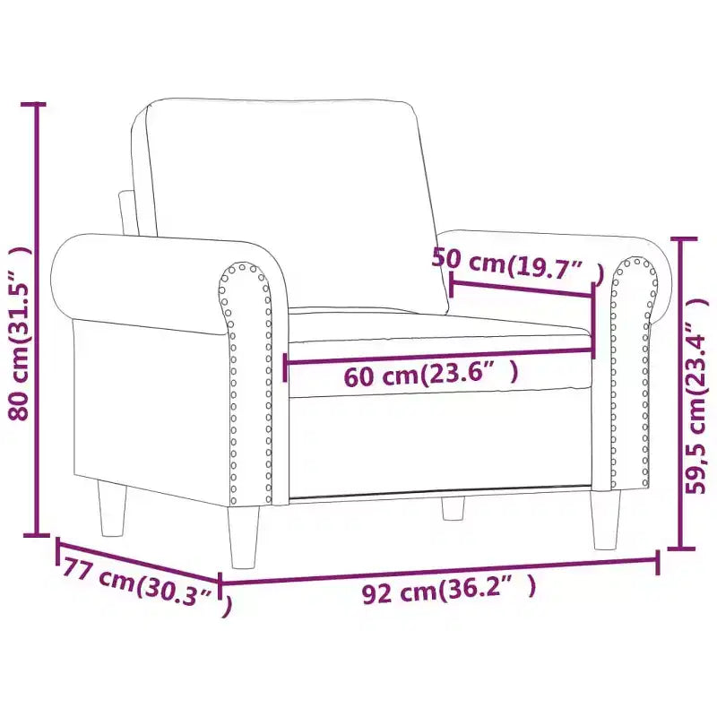 Sofá Silla Decorativa Tapizada Asiento Individual Muebles Piel Sintética