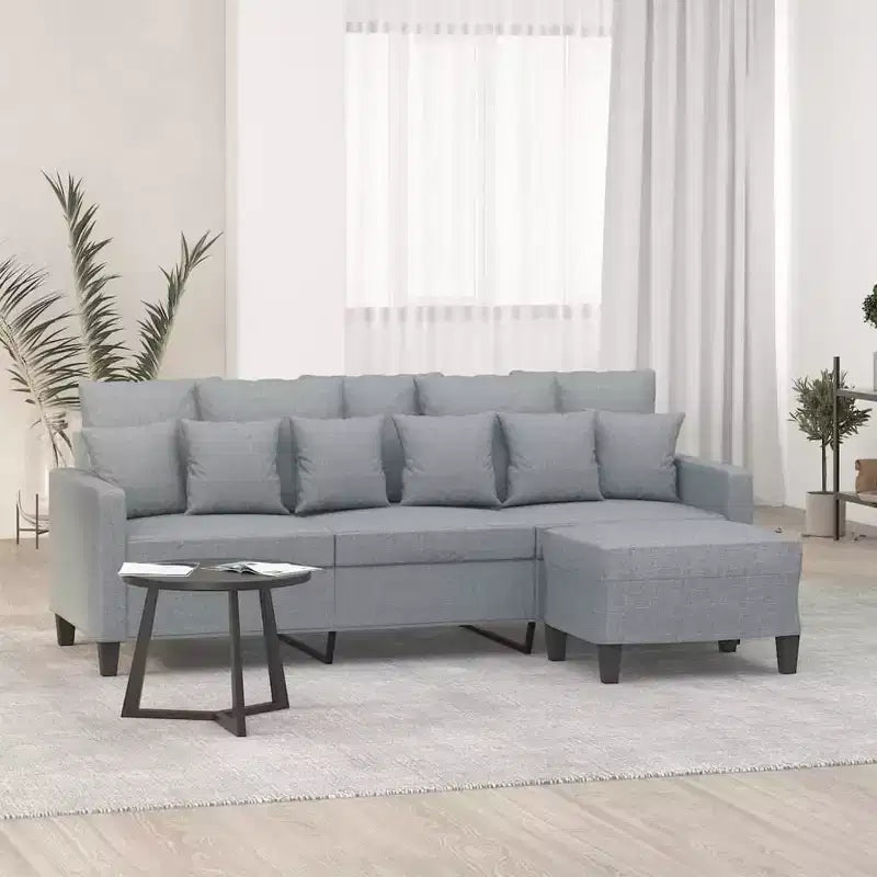 Sofá de 3 plazas Sofá sillón con reposapiés para sala de estar de tela