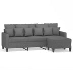 Sofa 3-Seater Couch Sofa Armchair with Footstool for Living Room Fabric