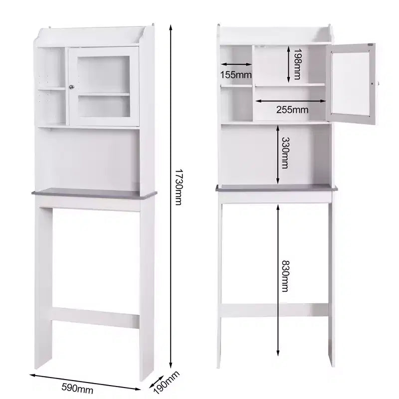 68 Inch Over Toilet Storage Cabinet with Open Shelves, Wood Bathroom Storage Cabinet for Home, Bathroom