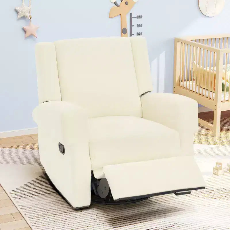 Reclinable manual Ilana Modern con balancín giratorio 360 tapizado en chenilla