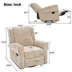 Reclinable manual Ilana Modern con balancín giratorio 360 tapizado en chenilla