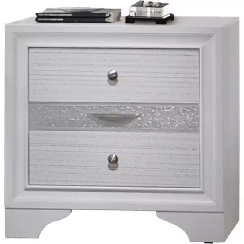 3 Drawers Wood Nightstand By Naima , White