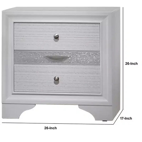 Mesita de noche de madera con 3 cajones, blanco