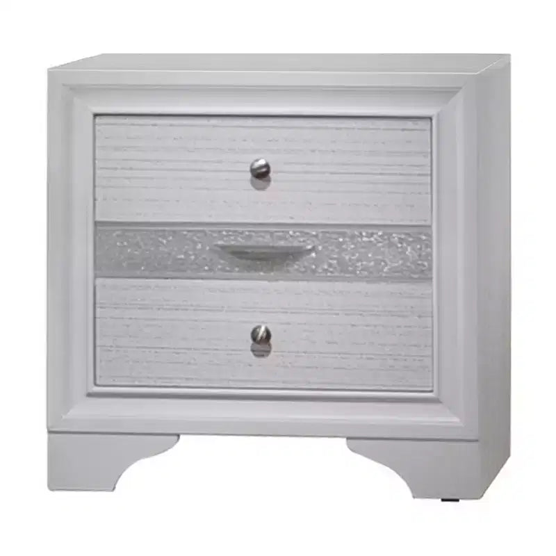 Mesita de noche de madera con 3 cajones, blanco
