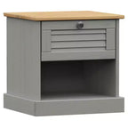 Mesita de noche gris Madera maciza de pino, madera de ingeniería, metal