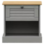 Mesita de noche gris Madera maciza de pino, madera de ingeniería, metal