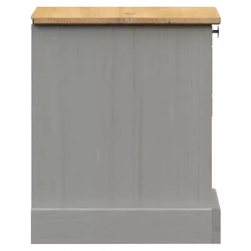 Mesita de noche gris Madera maciza de pino, madera de ingeniería, metal