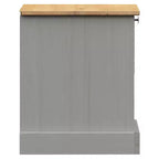 Mesita de noche gris Madera maciza de pino, madera de ingeniería, metal