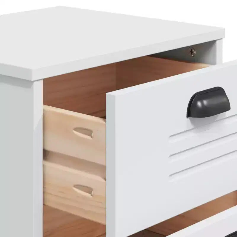Mesita de noche blanca de madera de ingeniería mediana
