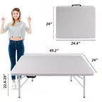 Mesa Plegable de Ratán de 1.2 m, Mesa de Picnic Exterior Portátil Resistente para Fiestas, Cenas, Camping con Asa