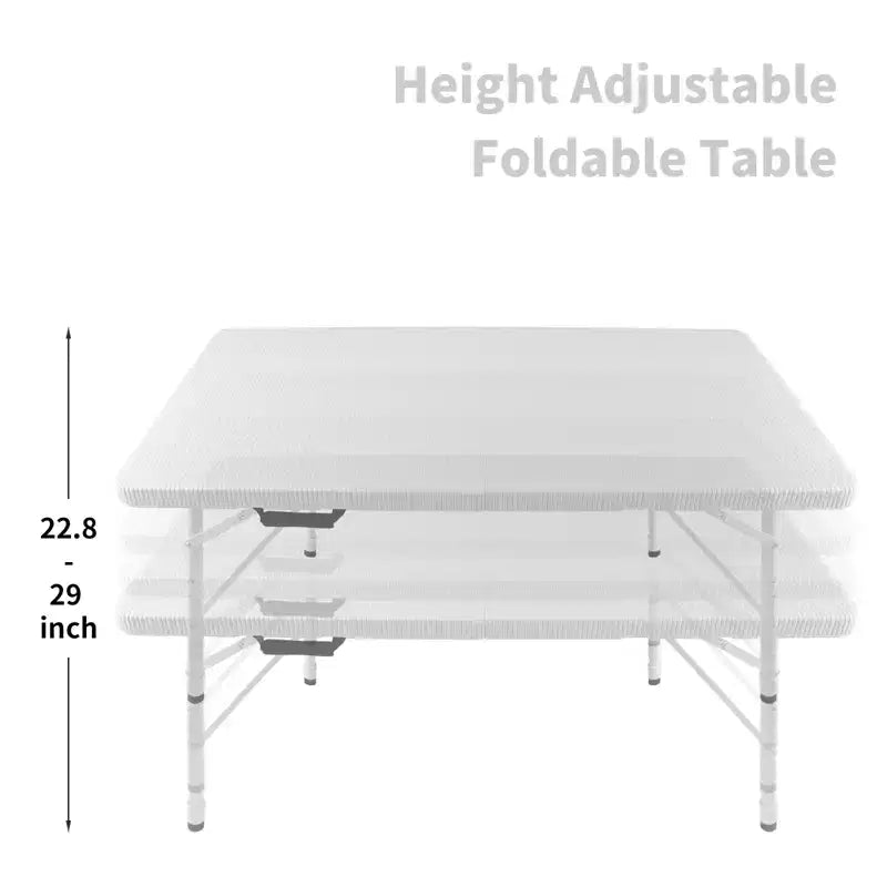 Mesa Plegable de Ratán de 1.2 m, Mesa de Picnic Exterior Portátil Resistente para Fiestas, Cenas, Camping con Asa