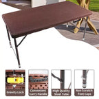 Mesa Plegable de Ratán de 1.2 m, Mesa de Picnic Exterior Portátil Resistente para Fiestas, Cenas, Camping con Asa