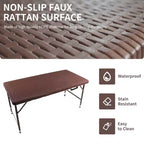 Mesa Plegable de Ratán de 1.2 m, Mesa de Picnic Exterior Portátil Resistente para Fiestas, Cenas, Camping con Asa