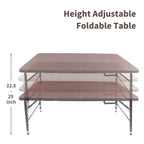 Mesa Plegable de Ratán de 1.2 m, Mesa de Picnic Exterior Portátil Resistente para Fiestas, Cenas, Camping con Asa