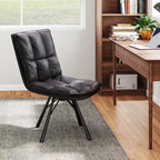 Upholstered Dinning Chair, Single PU Leather Kitchen Chair, Ergonomic Home Office Desk Chair, 18.5''Seat Height Soft Table Chair, Black