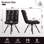 Silla de comedor tapizada, Silla de cocina individual de cuero PU, Silla de escritorio ergonómica para oficina en casa, Silla de mesa suave de 47 cm de altura, Negro