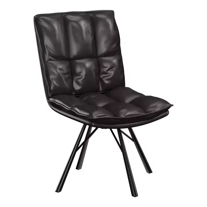 Silla de comedor tapizada, Silla de cocina individual de cuero PU, Silla de escritorio ergonómica para oficina en casa, Silla de mesa suave de 47 cm de altura, Negro