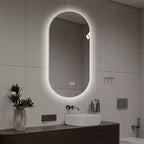 Espejo de baño con tocador inteligente, montado en la pared, con pantalla táctil LED, antiempañamiento, de 48 x 24 pulgadas