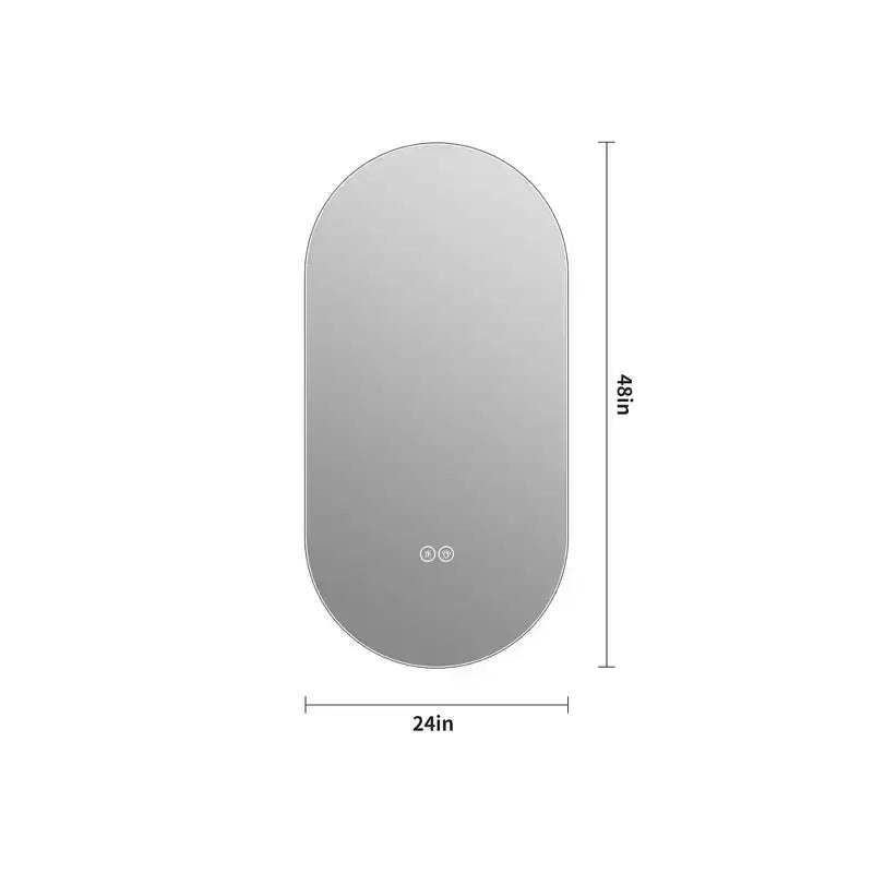 Espejo de baño con tocador inteligente, montado en la pared, con pantalla táctil LED, antiempañamiento, de 48 x 24 pulgadas