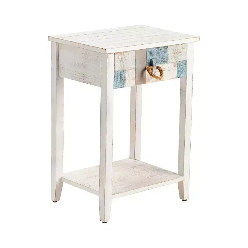 Square White Solid Wood Accent_End Table