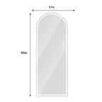Espejo de cuerpo entero LED con arco de 65 x 21 pulgadas, regulable, de pie o montado en la pared para dormitorio, sala de estar, vestidor