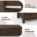 Cómoda de 7 cajones para dormitorio, cómoda de madera, mueble de TV estriado, organizador de almacenamiento para sala de estar, pasillo y entrada, nogal
