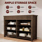 Cómoda de 7 cajones para dormitorio, cómoda de madera, mueble de TV estriado, organizador de almacenamiento para sala de estar, pasillo y entrada, nogal