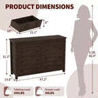 Cómoda de 7 cajones para dormitorio, cómoda de madera, mueble de TV estriado, organizador de almacenamiento para sala de estar, pasillo y entrada, nogal