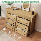 Cómoda de 7 cajones para dormitorio, cómoda de madera, mueble de TV estriado, organizador de almacenamiento para sala de estar, pasillo y entrada, nogal