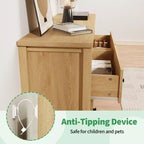Cómoda de 7 cajones para dormitorio, cómoda de madera, mueble de TV estriado, organizador de almacenamiento para sala de estar, pasillo y entrada, nogal