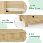 Cómoda de 7 cajones para dormitorio, cómoda de madera, mueble de TV estriado, organizador de almacenamiento para sala de estar, pasillo y entrada, nogal