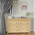 Cómoda de 7 cajones para dormitorio, cómoda de madera, mueble de TV estriado, organizador de almacenamiento para sala de estar, pasillo y entrada, nogal