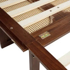 Cama Murphy tamaño Queen con cajón grande, estación de energía y panel de ratán para sala de estar y apartamentos pequeños