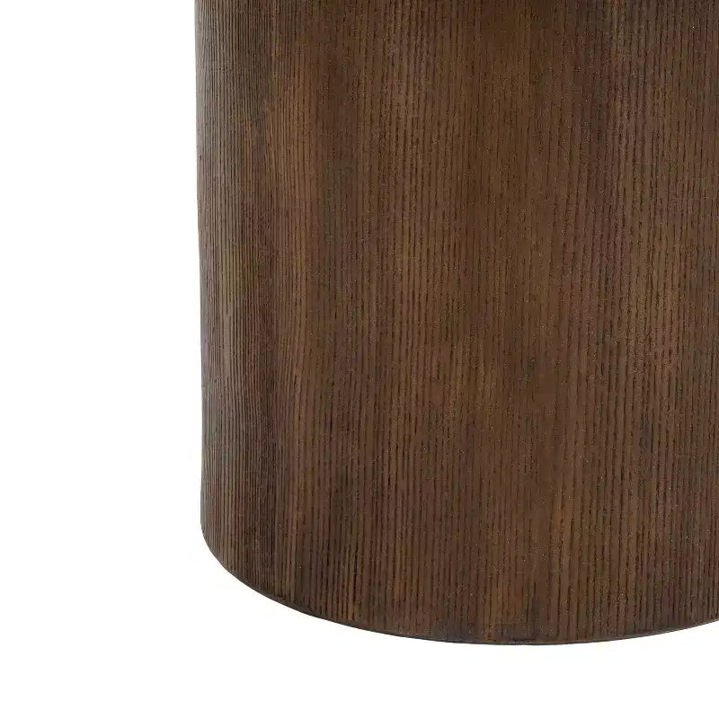 1 Mesa auxiliar cilíndrica, de imitación piedra y madera, para sala de estar, patio, dormitorio, interior y exterior