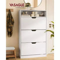 Shoe Cabinet, Open Compartment, Adjustable and Removable Dividers, 3 Flip Drawers, for 21-24 Pairs, Cloud White