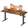 Electric Standing Desk, Height Adjustable Desk, Sedentary Reminder, 4 Memory Heights, for Home Office, 63 x 27.6 Inches, Rustic Brown