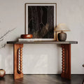 59'' Rustic Wood Console Table with Unique Spherical Legs