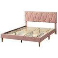 Queen Size Upholstered Platform Bed Frame Pink