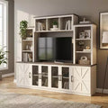 Wall-Mounted Entertainment Center TV Stand with Ample Storage and Charging Station Modern TV Stand Media Center,Beige