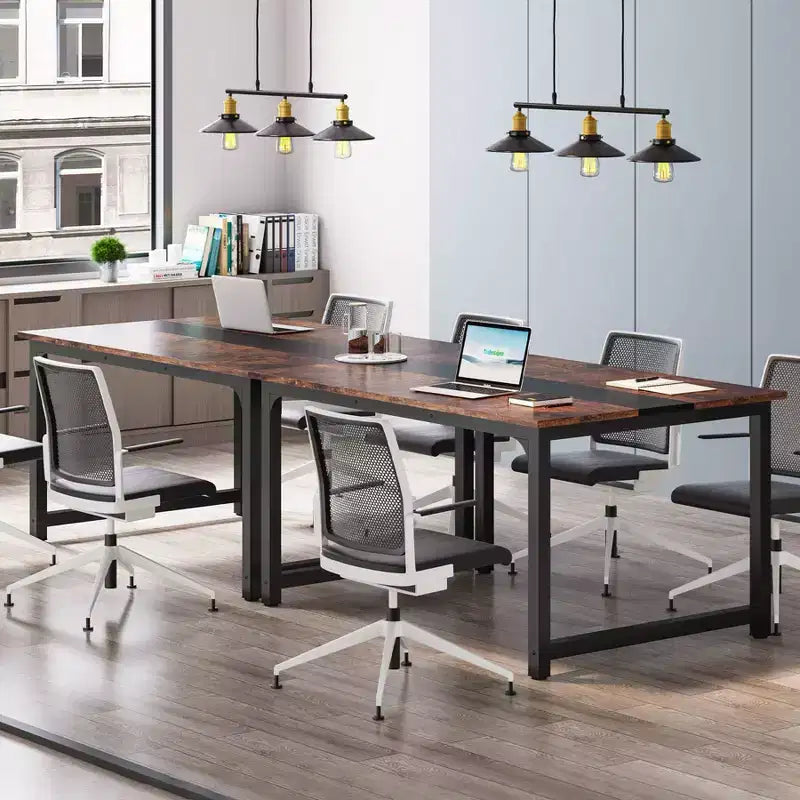 63" Modern Executive Office Desk Brown/Black
