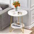 2 Tier Round Side Table White