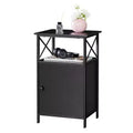 Wooden Nightstand, Modern Minimalist End Table Square Side Table with Storage and Drawer