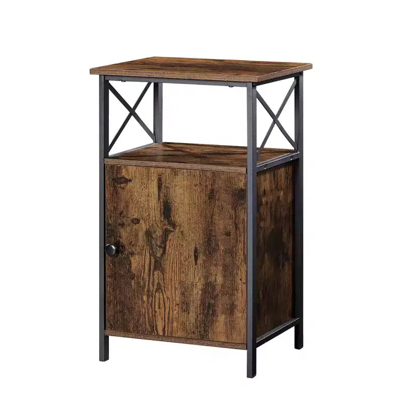 Wooden Nightstand, Modern Minimalist End Table Square Side Table with Storage and Drawer